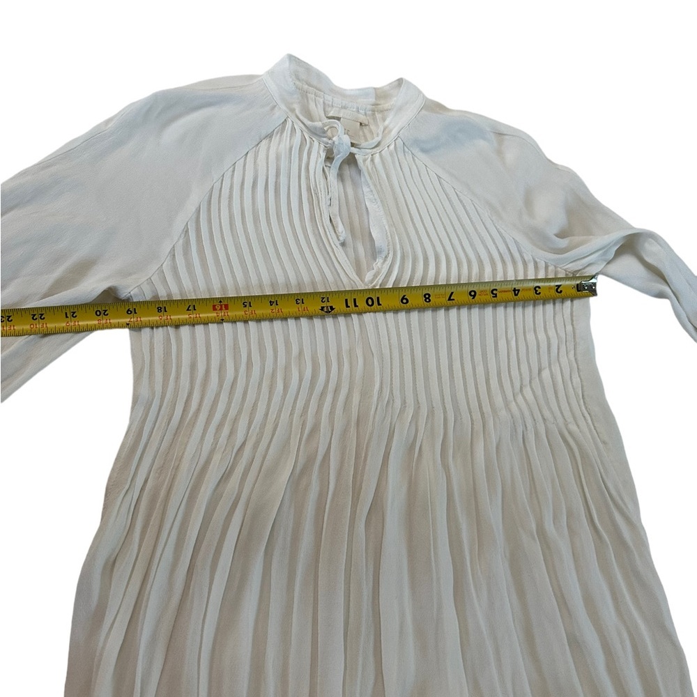 H&M White Long Sleeve Pleated Midi Dress Size 6 - Picture 10 of 17